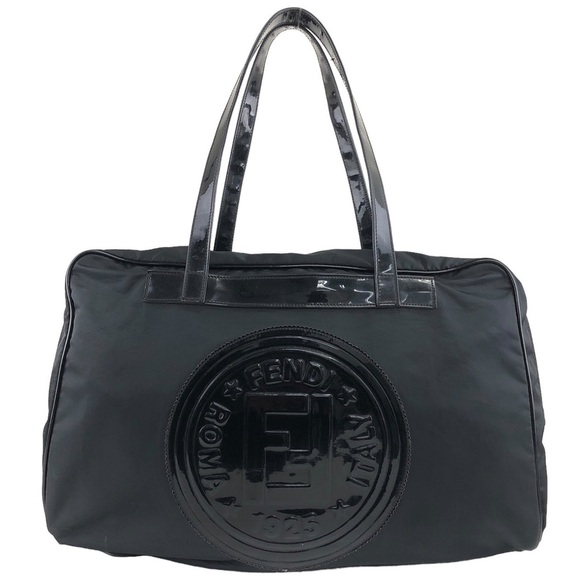 FENDI Logo Large Duffle Boston bag Black - Picture 8 of 8